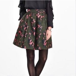 Banana Republic Jigsaw Olive Green and Pink Skirt